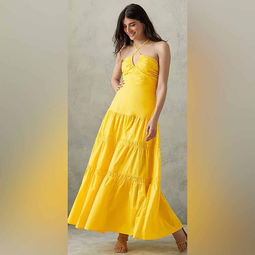 Prabal Gurung Yellow Tiered Maxi Dress